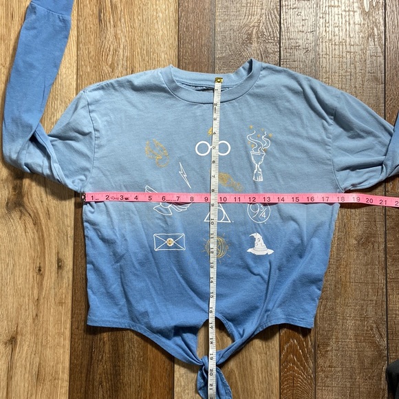 Harry Potter Blue Ombre Long Sleeve Tie Front Shirt Size S - Picture 6 of 7